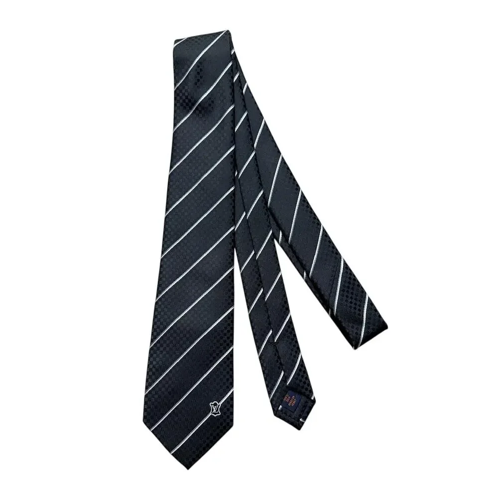 Louis Vuitton Paris Black 100% Silk Necktie